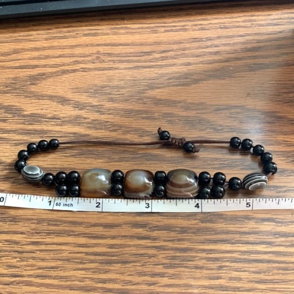 Glass Bead Agate Stone Sliding Knot Clasp Bracelet - Picture 5 of 5